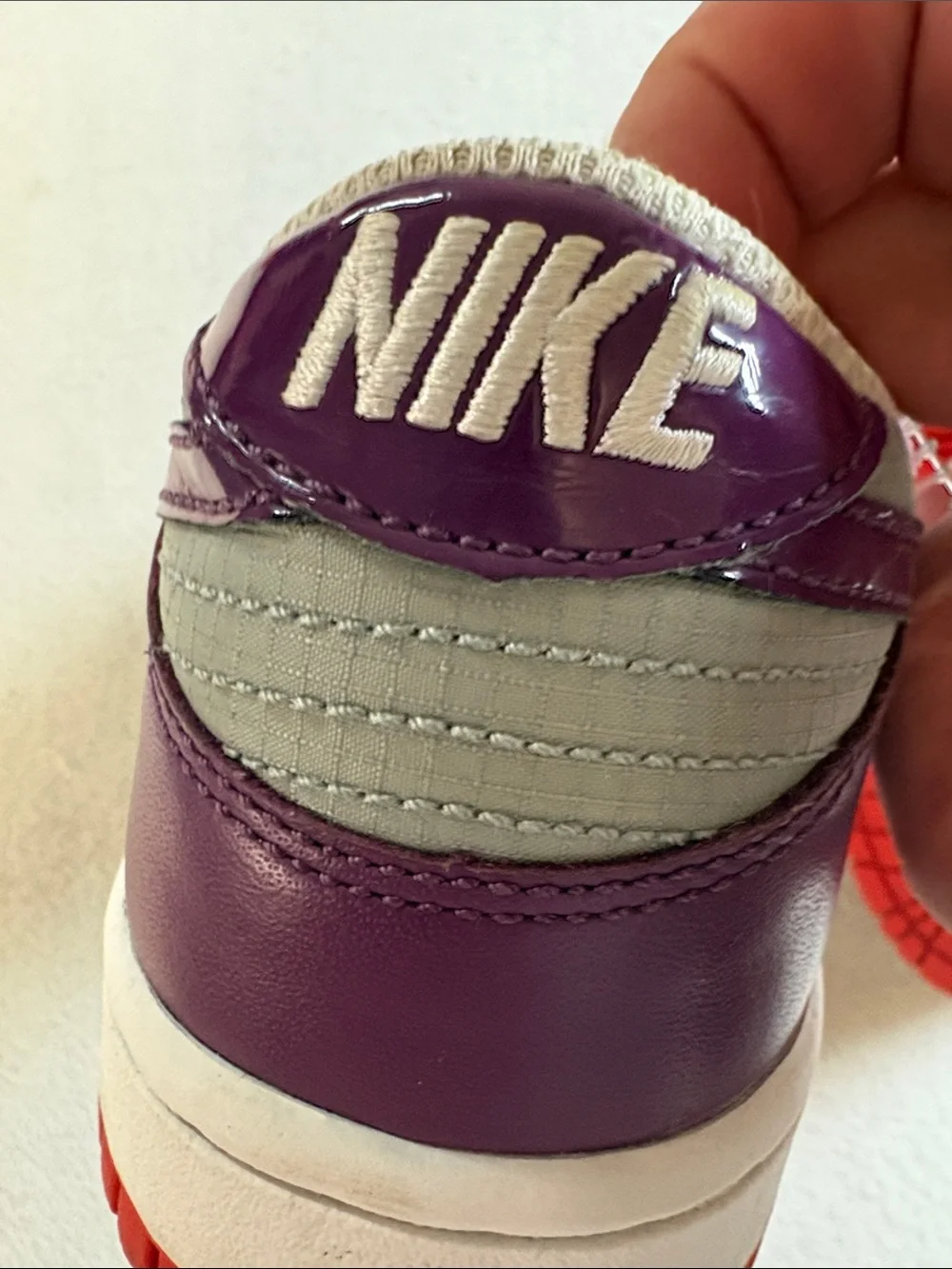Nike Purple and Gray Low-Top Sneaker Heel Detail